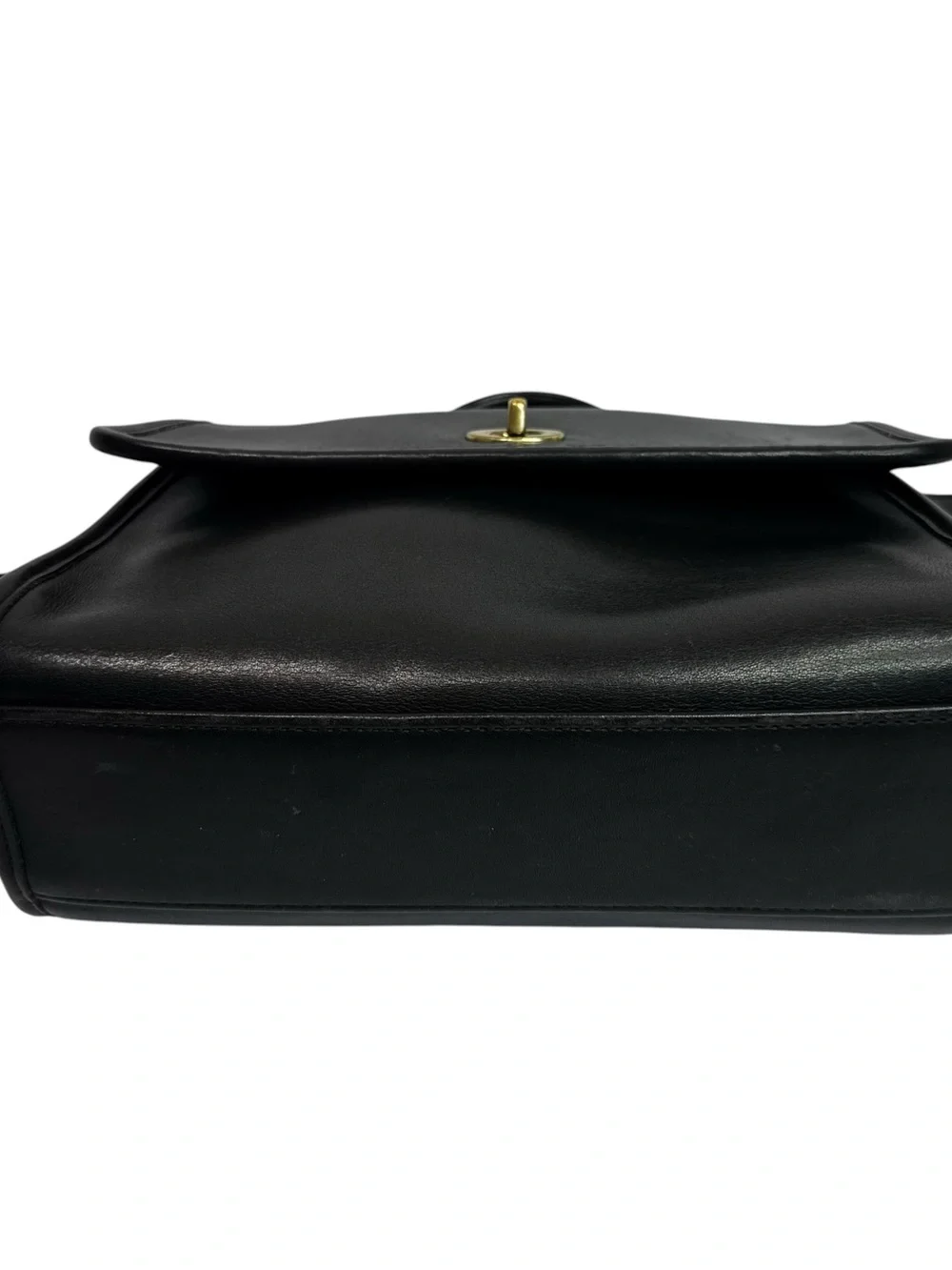Vtg Coach Court Bag 9870 Black Leather Crossbody Top Handle Brass Hardware